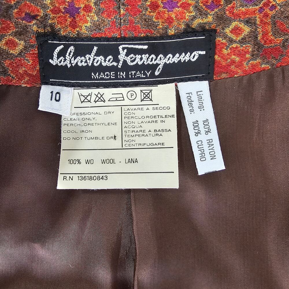 VTG 90's Salvatore Ferragamo Made in Italy Wool Cropped Open Jacket/Blazer 10 - Picture 8 of 8